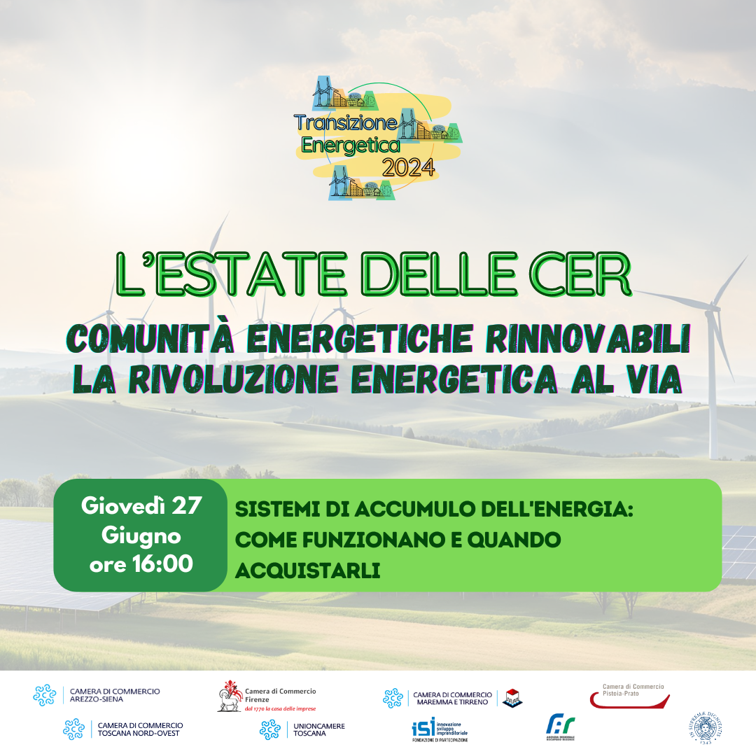 Webinar "L'ESTATE DELLE CER - Sistemi di accumulo dell'energia: come funzionano e quando acquistarli"
