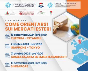 Dal 18 settembre riprendono i webinar per orientarsi sui mercati esteri Dal 18 settembre riprendono i webinar per orientarsi sui mercati esteri